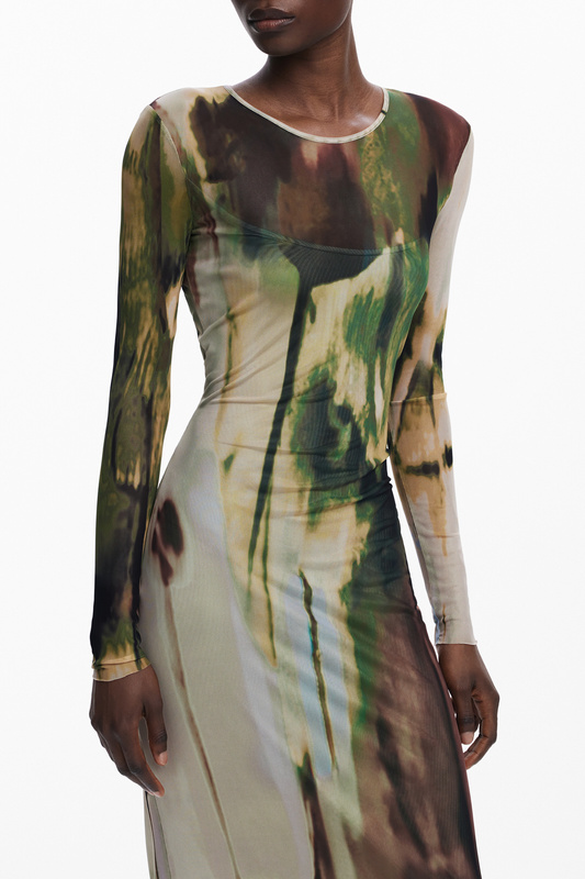 D�UGA SUKIENKA DAMSKA DESIGUAL W KOLORZE ZIELONYM