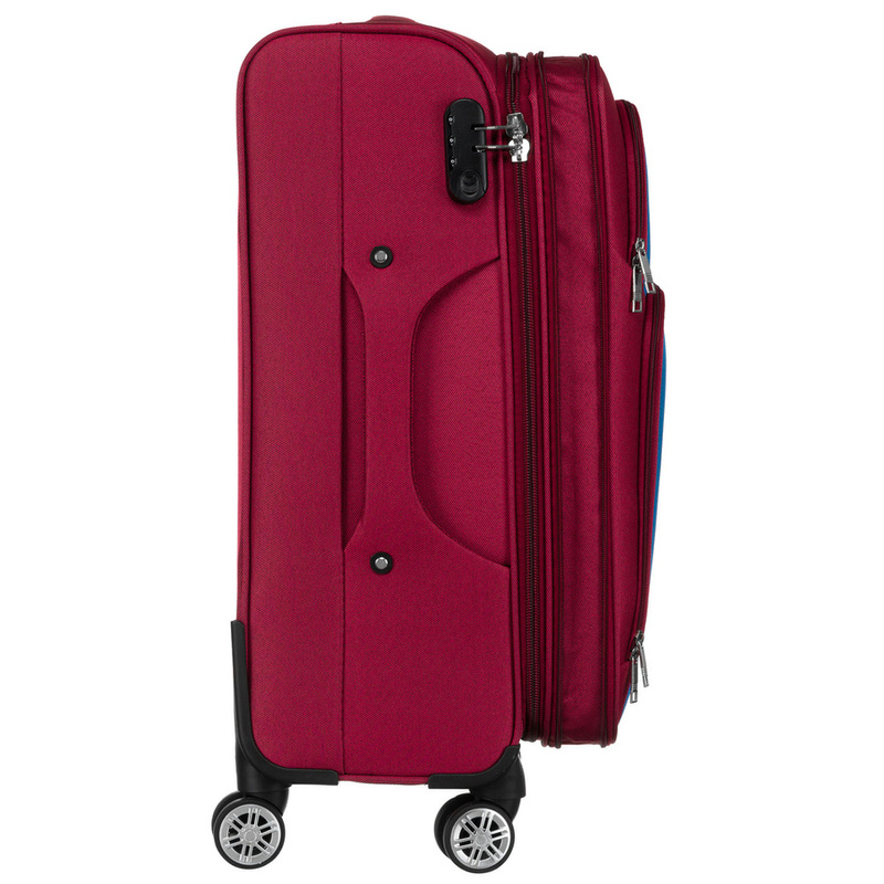 Duża walizka z wytrzymałej tkaniny poliestrowej w czerwono-niebieskim kolorze - Peterson