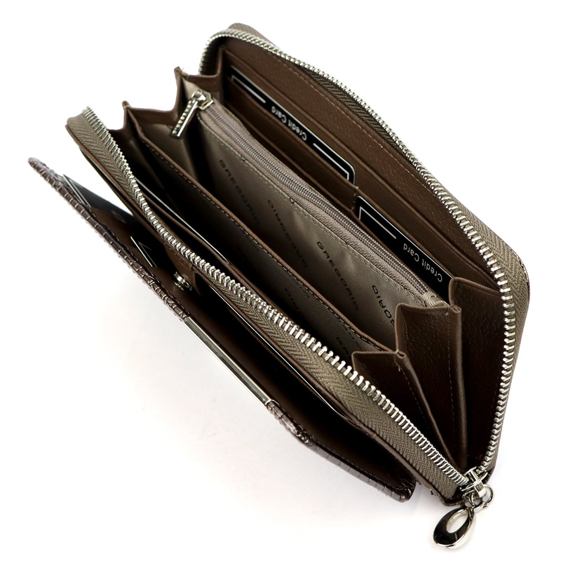 Skórzany duży lakierowany damski portfel Gregorio