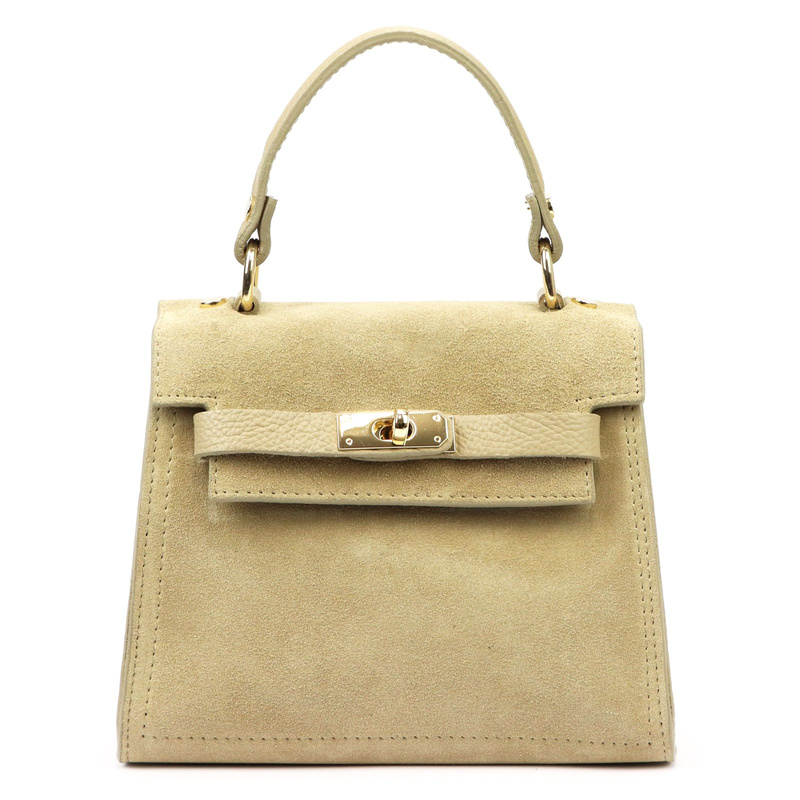 Vera Pelle Torebka Skórzana Kuferek Damski Zamsz Listonoszka Mała