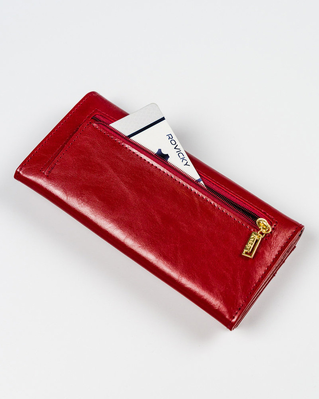 Skórzany damski portfel Rovicky 8802-BPRN RFID