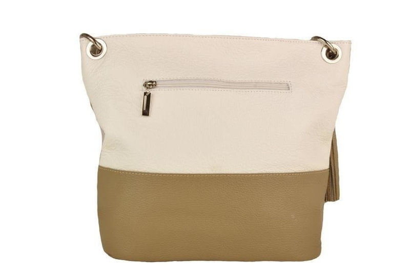 Skórzana torebka worek Barberinis - Beżowa ciemna