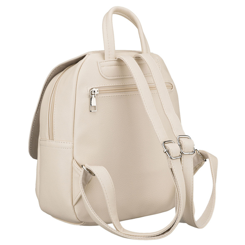 Miejski plecak damski ze skóry ekologicznej w jasnobeżowym kolorze - Rovicky