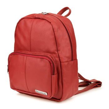 Czerwony skórzany damski plecak Beltimore pojemny R33