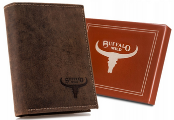 Duży, skórzany portfel męski w orientacji pionowej - Buffalo Wild