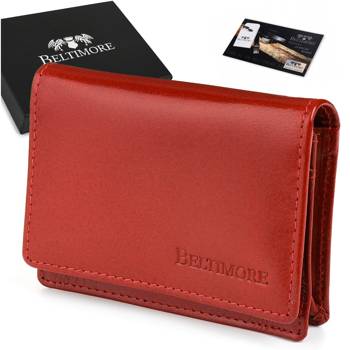 Etui na wizytówki karty czerwone skórzane portfel slim Beltimore G94
