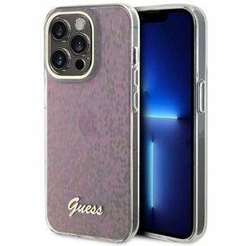 Guess GUHCP15LHDECMP iPhone 15 Pro 6.1" różowy/pink hardcase IML Faceted Mirror Disco Iridescent