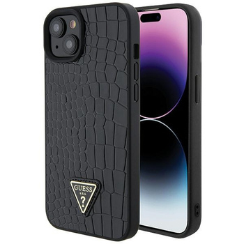 Guess GUHCP15SPCRTHCK iPhone 15 6.1" czarny/black hardcase Croco Triangle Metal Logo