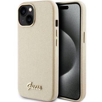 Guess GUHCP15SPGMCSD iPhone 15 6.1" złoty/light gold hardcase Glitter Glossy Script