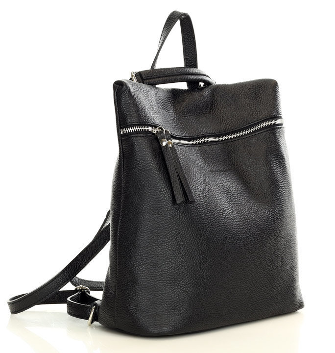 Damski plecak skórzany z funkcją torebki leather classic backpack - MARCO MAZZINI czarny