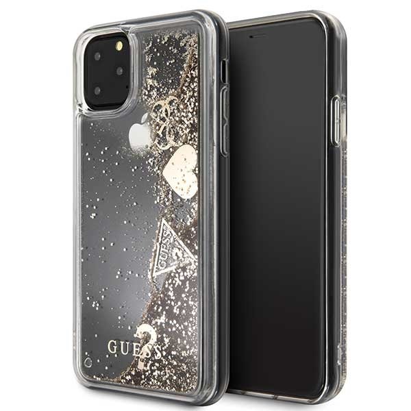 Guess GUHCN65GLHFLGO iPhone 11 Pro Max 6,5" gold/złoty hard case Glitter Hearts