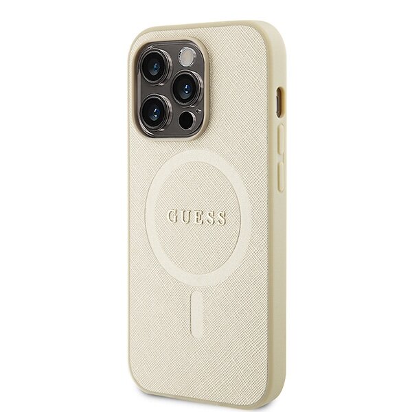 Guess GUHMP15XPSAHMCB iPhone 15 Pro Max 6.7" złoty/gold hardcase Saffiano MagSafe