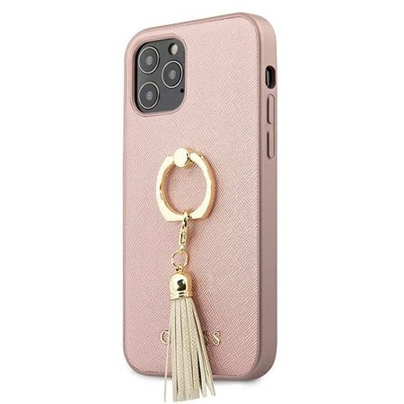 Guess GUHCP12LRSSARG iPhone 12 Pro Max 6,7" różowy/pink hardcase Saffiano with ring stand