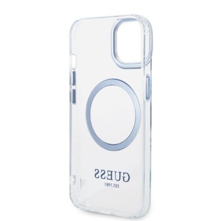 Guess GUHMP14MHTRMB iPhone 14 Plus 6,7" niebieski/blue hard case Metal Outline Magsafe