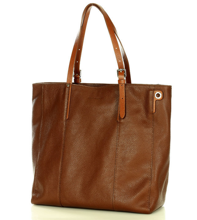 MARCO MAZZINI Elegancka torba skórzana sustainable leather bag brąz