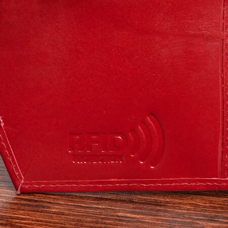 Portfel damski portmonetka skórzany czerwony RFiD BELTIMORE L53