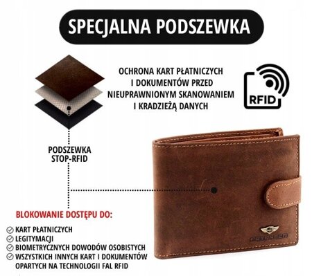 Rozbudowany, pionowy portfel męski ze skóry nubukowej RFID - Peterson