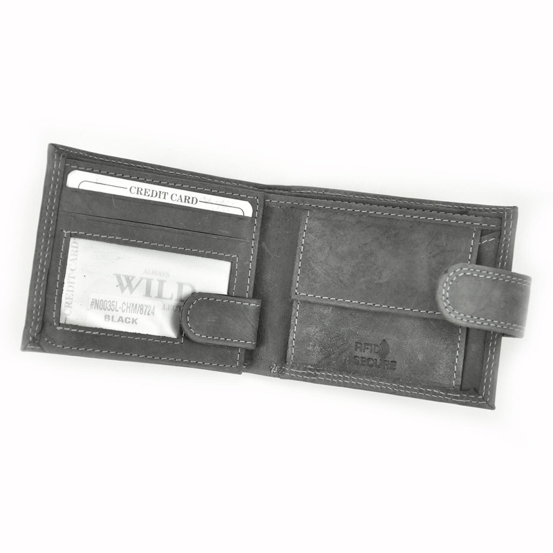 Skórzany męski portfel Wild N0035L-CHM RFID