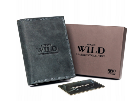 Skórzany męski portfel Wild N4-CHM-NL RFID