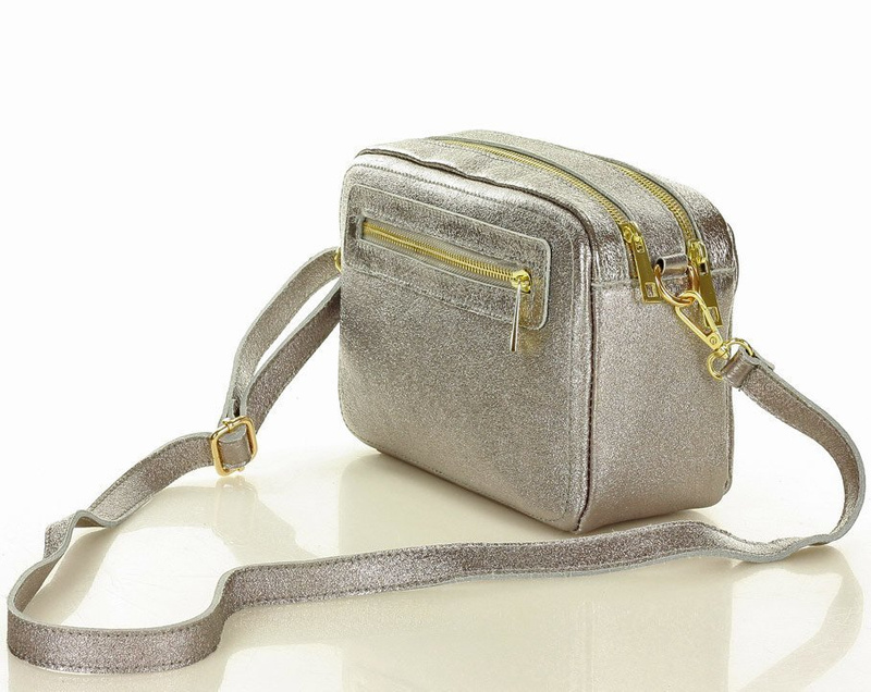 Torebka listonoszka skórzana messenger courier bag - MARCO MAZZINI srebrny