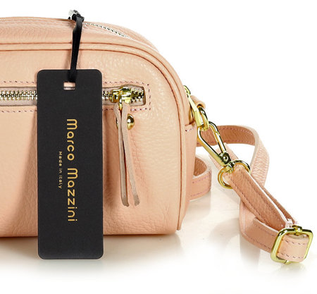 Torebka skórzana nerka saszetka pouch leather phone bag - MARCO MAZZINI różowy