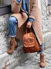 MARCO MAZZINI Miejski plecak skórzany genuine leather handmade classic brąz karmel