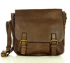 Torba męska studencka na ramię skóra handmade messenger bag - MARCO MAZZINI czekoladowy brąz