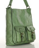 Torebka skórzana na ramię z kieszonkami safari leather bag - MARCO MAZZINI zielona