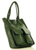 Torebka skórzany shopper bag z kieszeniami - MARCO MAZZINI Ravenna ciemny zielony